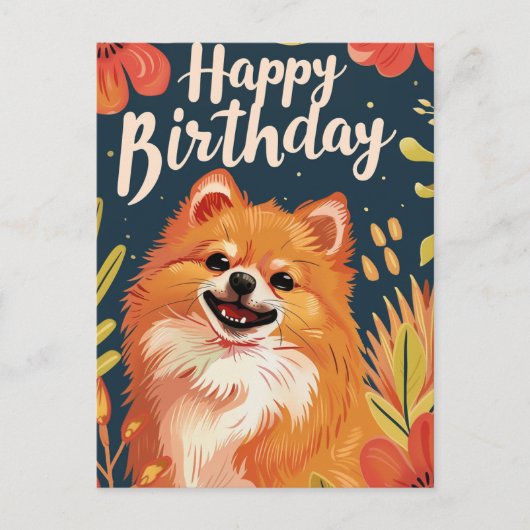 Pomeranian Gefeliciteerd  Briefkaart (Voorkant)