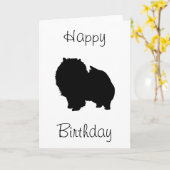 Pomeranian Happy Birthday Kaart (Gele Bloem)