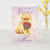 Pomeranian Heart Mam Kaart (Gele Bloem)