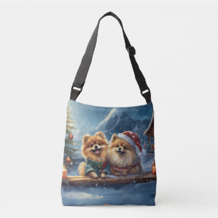 Pomeranian Holiday Design beroemd gemaakt door Ric Crossbody Tas