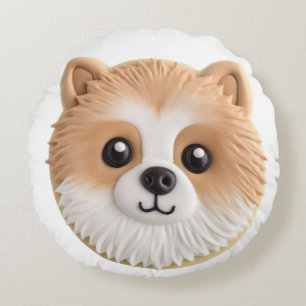 Pomeranian Hond 3D Geïnspireerd Rond Kussen