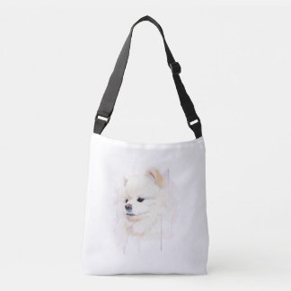 Pomeranian hond aquarel schilderij Cute Crossbody Tas