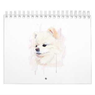 Pomeranian hond aquarel schilderij Cute Kalender