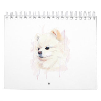 Pomeranian hond aquarel schilderij Cute Kalender