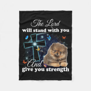 Pomeranian Hond De Heer Zal Bij De Christenen Staa Fleece Deken