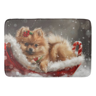 Pomeranian Hond Kerst Festiviteit Badmat
