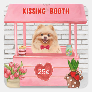 Pomeranian hond kussenstand op Valentijnsdag Vierkante Sticker
