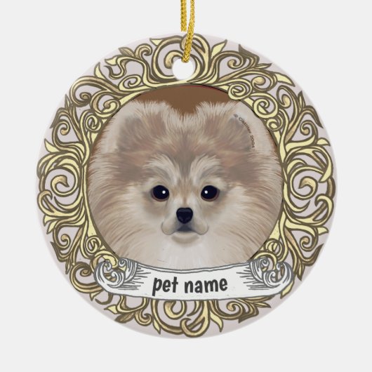 Pomeranian hond liefdevolle herinnering ornament (Voorkant)