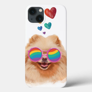 Pomeranian hond met harten Valentijnsdag iPhone 13 Hoesje