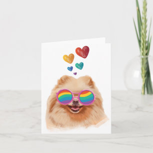 Pomeranian hond met harten valentijnsdag kaart