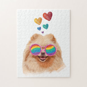 Pomeranian hond met harten Valentijnsdag Legpuzzel