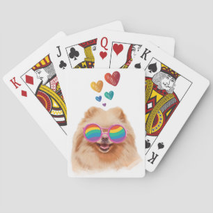 Pomeranian hond met harten Valentijnsdag Pokerkaarten