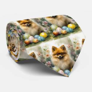 Pomeranian hond met Pasen eieren vakantie Stropdas