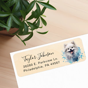 Pomeranian-hond retouradreslabel etiket