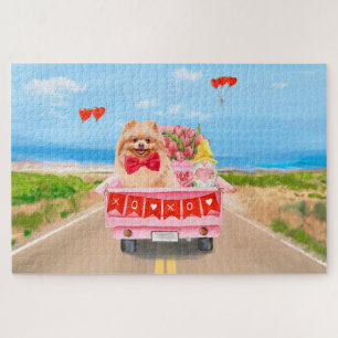 Pomeranian hond Valentijnsdag vrachtwagen harten Legpuzzel