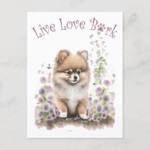 Pomeranian Hondenmoeder Bloemstuk Briefkaart