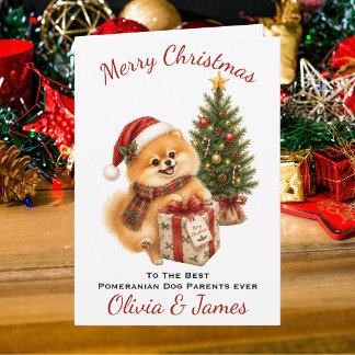 Pomeranian Hondenouders Kerstkaart Kaart