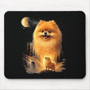 Pomeranian Huilt naar de Maan Vintage Honden Kunst Muismat