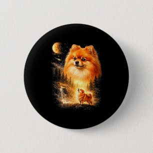 Pomeranian huilt naar de maan vintage mystieke doe ronde button 5,7 cm