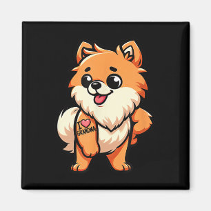 Pomeranian I Love Grandma Funny Dog Tattoo Magneet