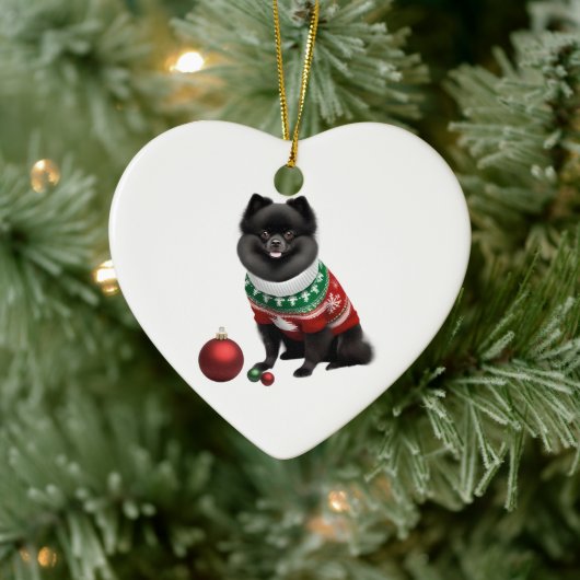 Pomeranian in Kersttrui Leuk & Schattig Keramisch Ornament (Boom)