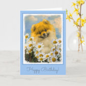 Pomeranian in Madeliefjes die - het Originele Art. Kaart (Gele Bloem)