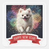Pomeranian Jumping in Confetti Sticker (Devant)