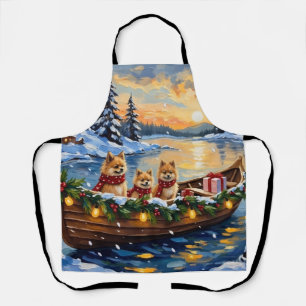 Pomeranian Kerstboot Vakantie Schort