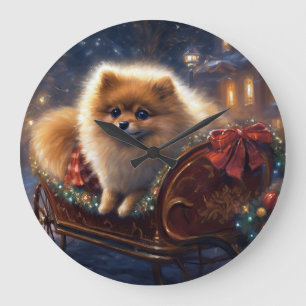 Pomeranian Kerstfeest Geborsteld Grote Klok