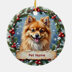 Pomeranian Kerstmis Keramisch Ornament