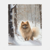 Pomeranian liet het sneeuwKerstmis Fleece Deken (Voorkant)