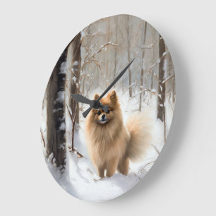 Pomeranian liet het sneeuwKerstmis Grote Klok