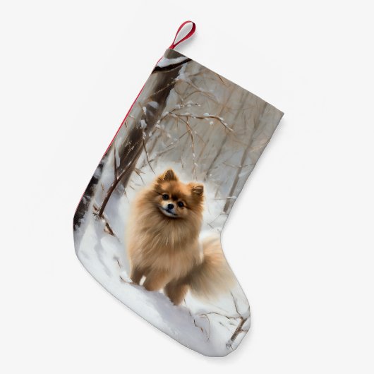 Pomeranian liet het sneeuwKerstmis Kleine Kerstsok (Voorkant (Hangend))