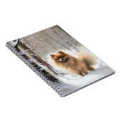 Pomeranian liet het sneeuwKerstmis Notitieboek (Rechterzijde)