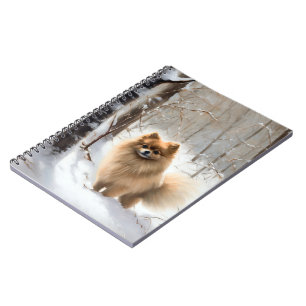 Pomeranian liet het sneeuwKerstmis Notitieboek