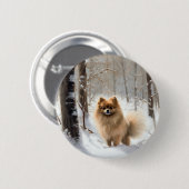 Pomeranian liet het sneeuwKerstmis Ronde Button 5,7 Cm (Voorkant /achterkant)