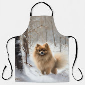 Pomeranian liet het sneeuwKerstmis Schort (Voorkant)