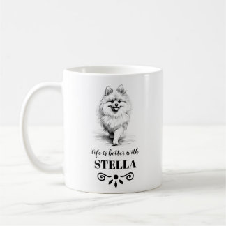 Pomeranian Life is beter met aangepaste hondennaam Koffiemok