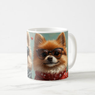 Pomeranian met hartrozen Valentijnsdag  Koffiemok