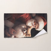 Pomeranian met Kerstman Festive Kerstmis  Bad Handdoek (Handdoek)