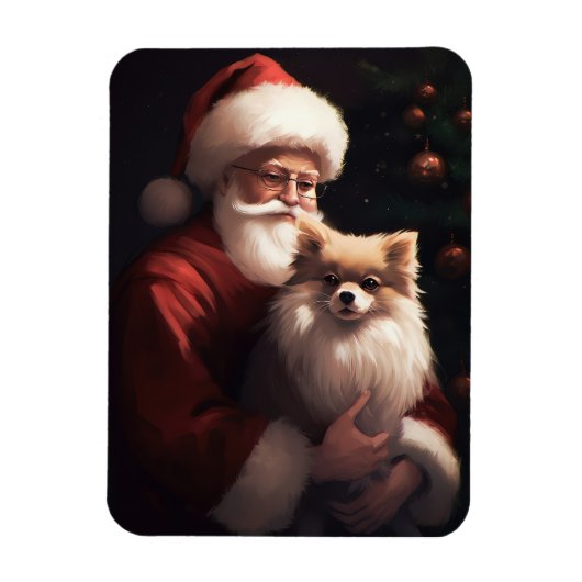Pomeranian met Kerstman Festive Kerstmis  Magneet (Verticaal)