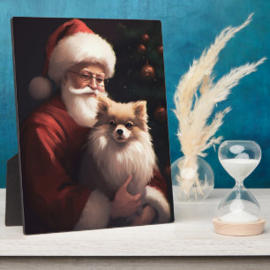 Pomeranian met Sinterklaas Festive Kerstmis Fotoplaat