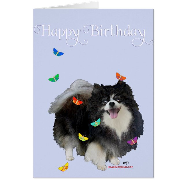 Pomeranian met Vlinders (Voorkant)