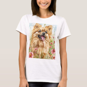 Pomeranian Moeder T-shirt – Watercolor