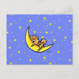 Pomeranian Moon Briefkaart