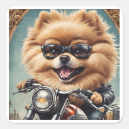 Pomeranian on Motorcycle Sticker Sheet