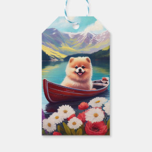 Pomeranian op een peddel: Een landschappelijk avon Cadeaulabel