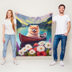 Pomeranian op een peddel: Een landschappelijk avon Fleece Deken