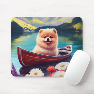 Pomeranian op een peddel: Een landschappelijk avon Muismat