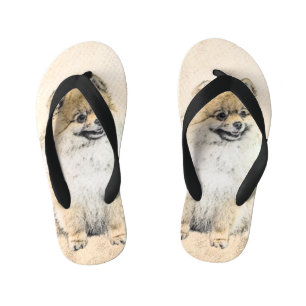 Pomeranian (Oranje) Schilderij - Originele Honden Kinder Teenslippers